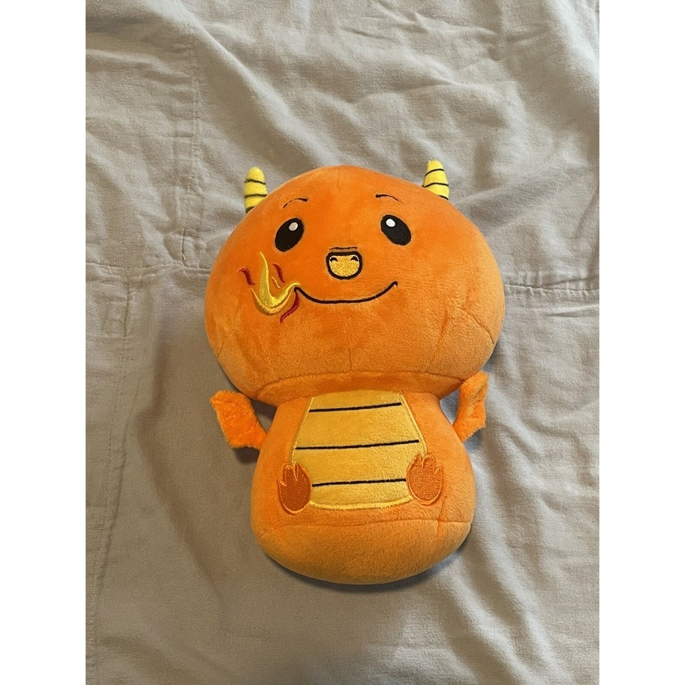 NEW Ideal Toys Direct Orange Horned Dragon w/ Fire & Wings 8" Plush Stuffed Toy